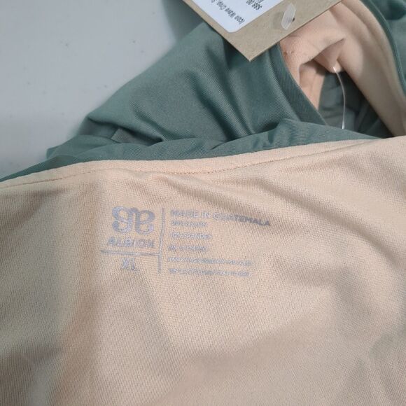 Albion Swim Bikini top xl extra large one shoulder green ruffle new with tags - Picture 2 of 3